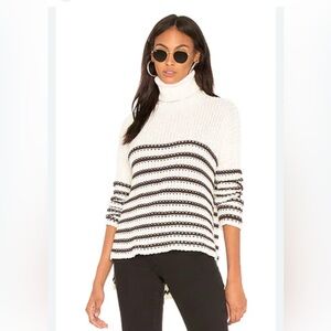 Faithfull the Brand Revolve 100% Cotton B&W Striped Turtleneck Neck Sweater
